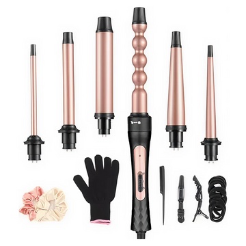 6 in 1 Ceramic Curling Wand Set for All Hairstyles