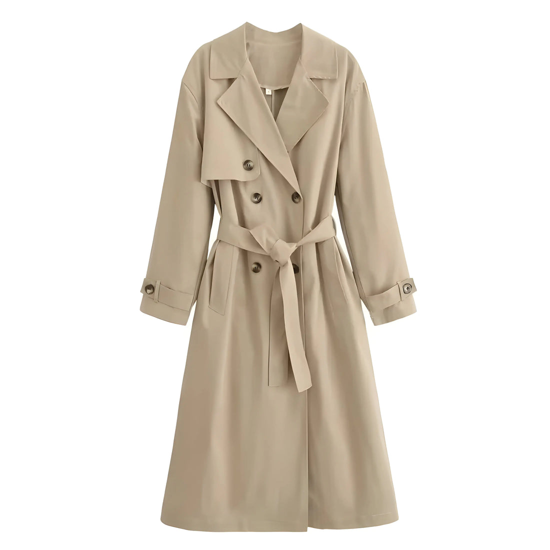 Elegant Belted Long Trench Coat